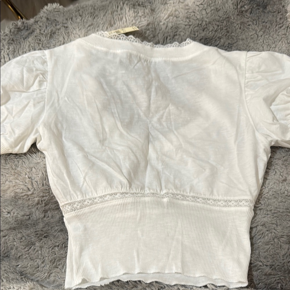 Aerie White Lace Accent Blouse - Picture 7 of 7
